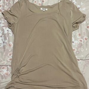 Beige Short Sleeve Top
